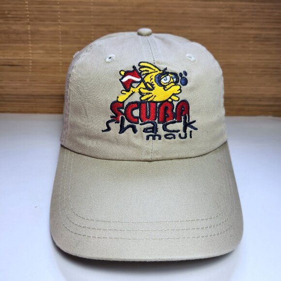 Maui Scuba Shack Hawaii Hat Cap Adjustable 100% Cotton Beige Classic Cut - Picture 1 of 9
